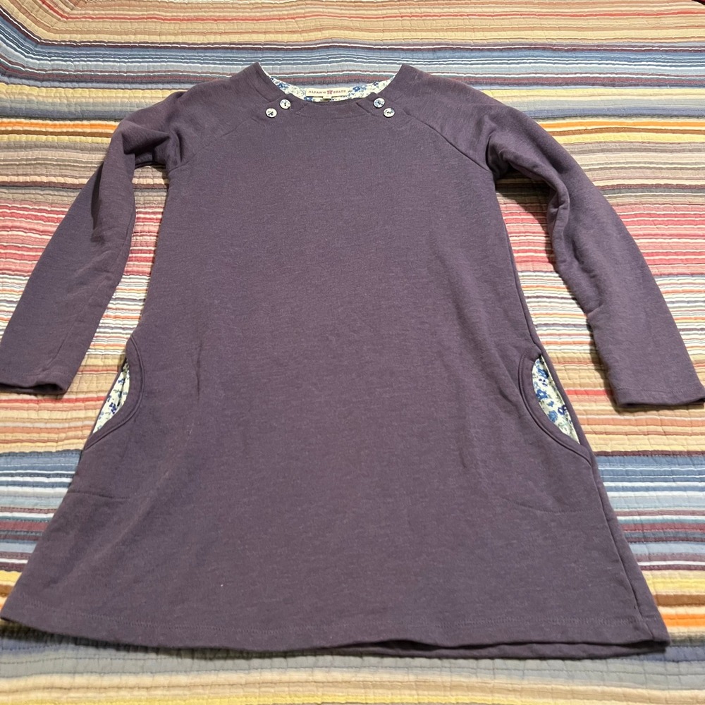 Altar'd State Purple Floral Pocket Sweatshirt Dress Pullover‎ Style Size S